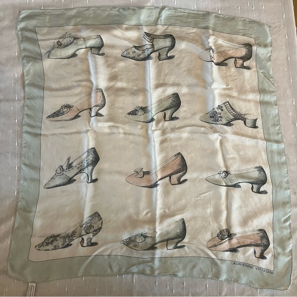 Adrienne Vittadini 100% Silk Vintage Large Scarf Shoe High Heels Print